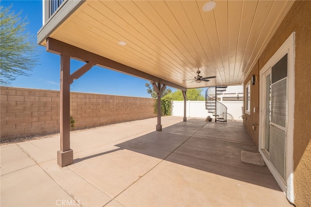 26649 Azalea St, Moreno Valley, CA 92555 - fenced backyard featuring a patio and ceiling fan