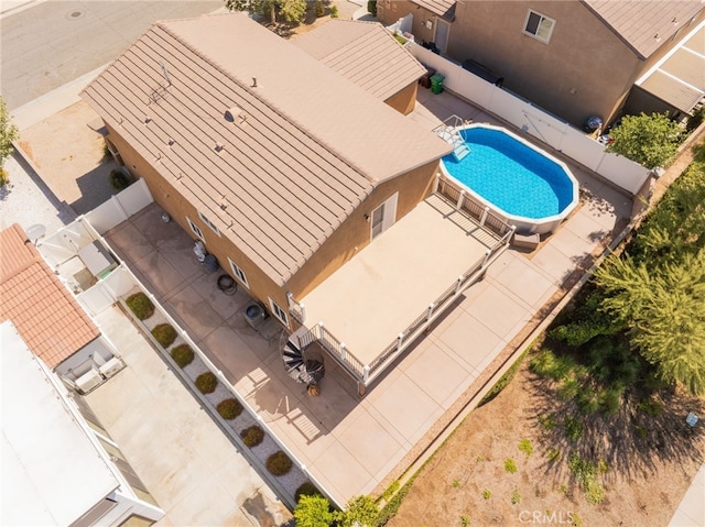 26649 Azalea St, Moreno Valley, CA 92555 - view from above of property featuring a pool