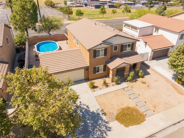 26649 Azalea St, Moreno Valley, CA 92555 - aerial view of residential area featuring a pool area
