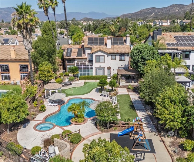 39560 Tinderbox Way, Murrieta, CA 92562 - view of pool featuring a gazebo, a mountain view, and a residential view