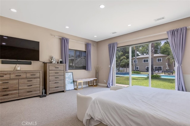 8817 Encino Ave, Sherwood Forest, CA 91325 - bedroom featuring access to exterior, carpet, and recessed lighting