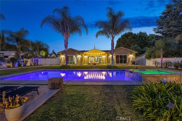 8817 Encino Ave, Sherwood Forest, CA 91325 - view of pool with an in-ground hot tub, a fenced backyard, and a patio