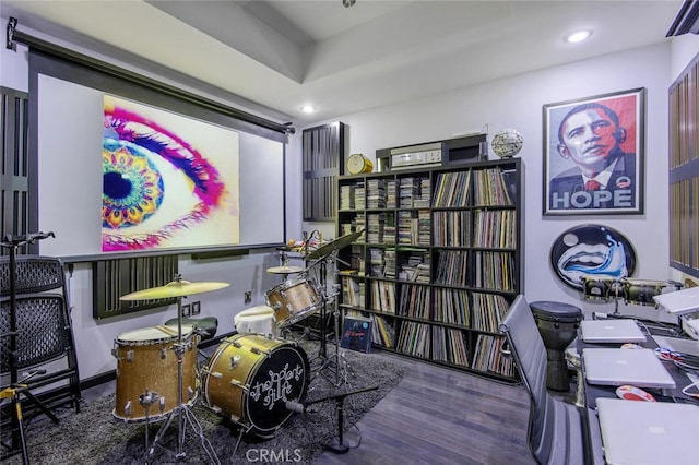 8817 Encino Ave, Sherwood Forest, CA 91325 - office area with wood finished floors and recessed lighting