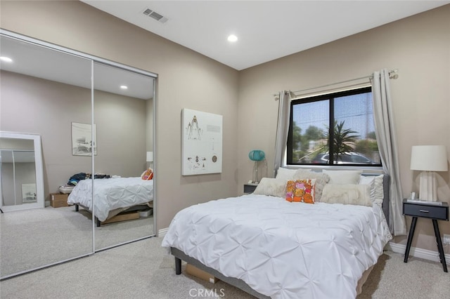 8817 Encino Ave, Sherwood Forest, CA 91325 - bedroom with carpet, a closet, and recessed lighting