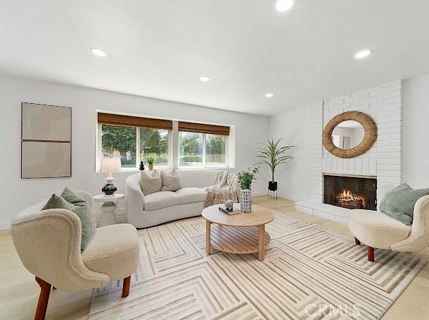 1050 Loma Verde Dr, Arcadia, CA 91006 - living area with recessed lighting and a fireplace