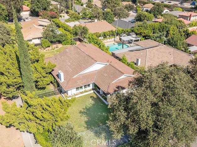 1050 Loma Verde Dr, Arcadia, CA 91006 - aerial view of property and surrounding area featuring a pool