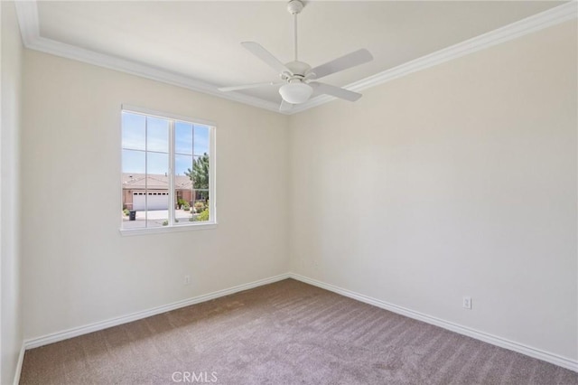 5136 Via Bajamar, Hemet, CA 92545 - unfurnished room featuring carpet flooring, ornamental molding, and ceiling fan