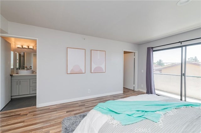 1223 S Golden W Ave Unit F, Arcadia, CA 91007 - bedroom featuring access to exterior, light wood-type flooring, and ensuite bath