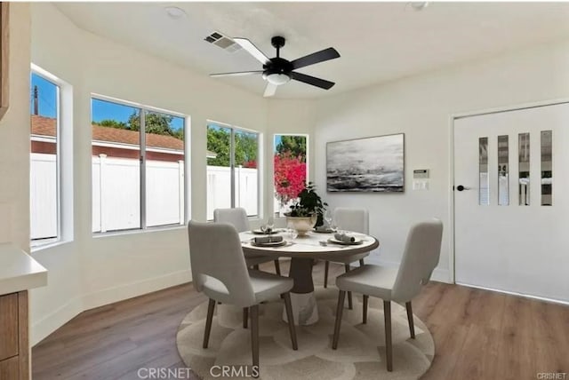 18134 Chase St, Northridge, CA 91325 - dining space with wood finished floors and a ceiling fan