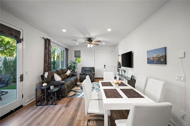 1742 Heywood St Unit C, Simi Valley, CA 93065 - dining room with recessed lighting, light wood-type flooring, and a ceiling fan
