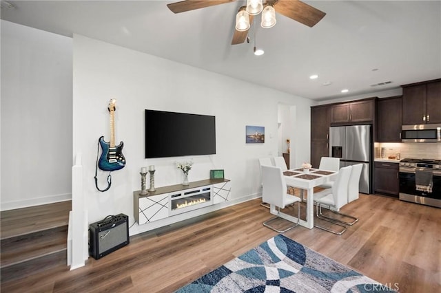 1742 Heywood St Unit C, Simi Valley, CA 93065 - living area with recessed lighting, light wood-type flooring, and a ceiling fan