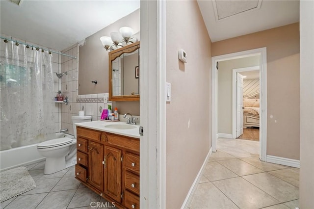 4435 Los Serranos Blvd, Chino Hills, CA 91709 - full bath with tile patterned flooring, vanity, and shower / bathtub combination with curtain