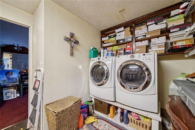 4435 Los Serranos Blvd, Chino Hills, CA 91709 - washroom featuring washer and dryer and a textured ceiling