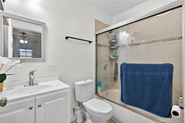 8627 John Ave, Los Angeles, CA 90002 - full bath featuring vanity, shower / bath combination with glass door, and a ceiling fan