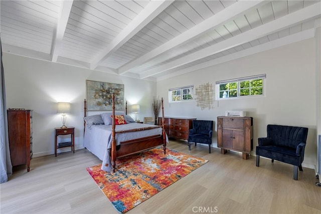 14453 Watkins Dr, La Mirada, CA 90638 - bedroom with light wood-style flooring and beam ceiling