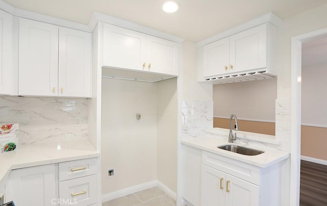 1419 W 179th St Unit 3, Gardena, CA 90248 - kitchen with white cabinets, tasteful backsplash, and recessed lighting