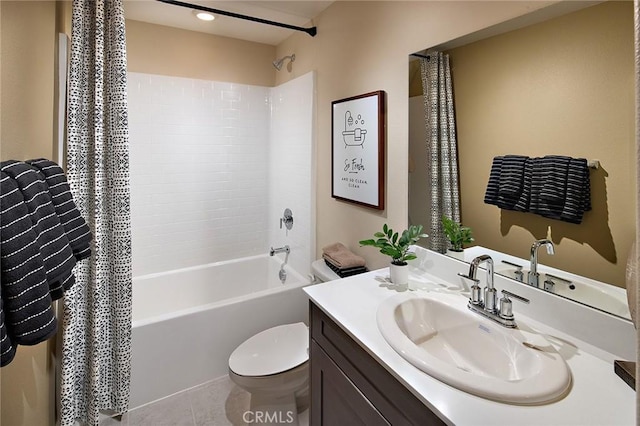 8176 Perada St, Jurupa Valley, CA 92509 - full bathroom with vanity, shower / tub combo, and tile patterned flooring