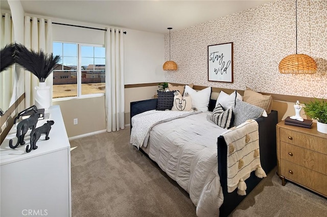 8176 Perada St, Jurupa Valley, CA 92509 - carpeted bedroom featuring wallpapered walls and baseboards
