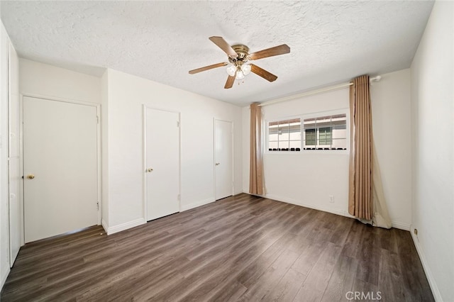 12218 Academy Way, Artesia, CA 90701 - unfurnished bedroom featuring wood finished floors, a textured ceiling, and ceiling fan