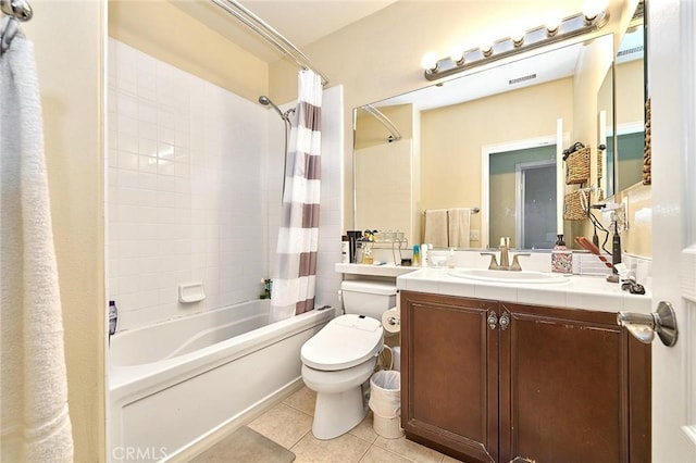18977 Phelham Way, Yorba Linda, CA 92886 - bathroom with tile patterned floors, vanity, and shower / bath combo with shower curtain