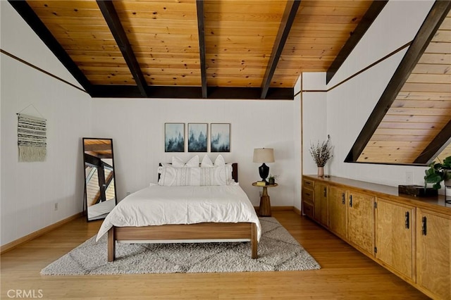 28645 Shenandoah Dr, Lake Arrowhead, CA 92352 - bedroom with wood ceiling and light wood-type flooring