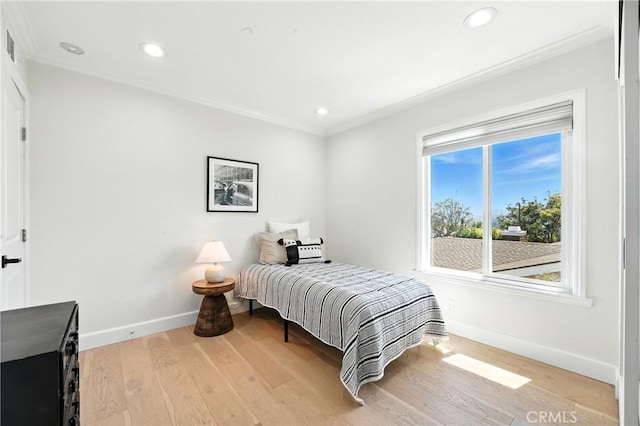 24901 Del Monte St, Laguna Hills, CA 92653 - bedroom with ornamental molding, light wood-style flooring, and recessed lighting