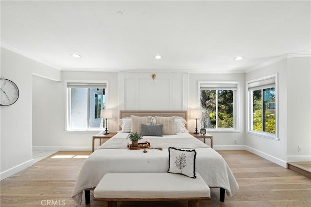 24901 Del Monte St, Laguna Hills, CA 92653 - bedroom featuring ornamental molding, light wood-style floors, and recessed lighting
