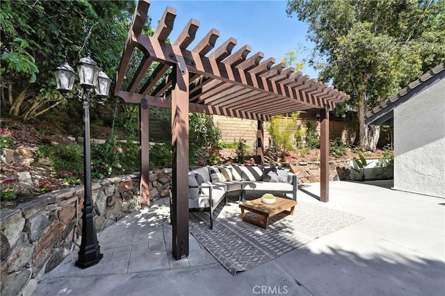 24901 Del Monte St, Laguna Hills, CA 92653 - view of patio / terrace with outdoor lounge area and a pergola