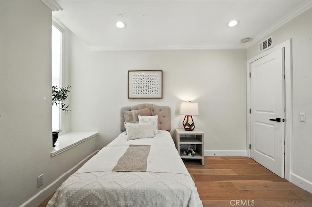 24901 Del Monte St, Laguna Hills, CA 92653 - bedroom with crown molding, wood finished floors, and recessed lighting