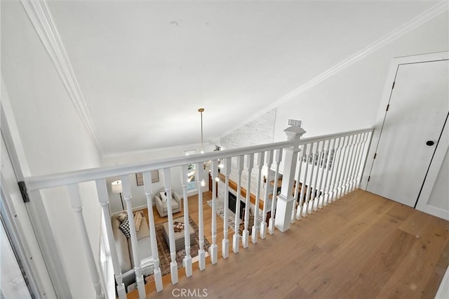 24901 Del Monte St, Laguna Hills, CA 92653 - staircase featuring ornamental molding and wood finished floors