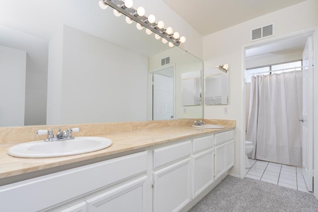 10500 Flora Azalea Ct, Santee, CA 92071 - full bathroom featuring double vanity, tile patterned floors, and a shower with shower curtain