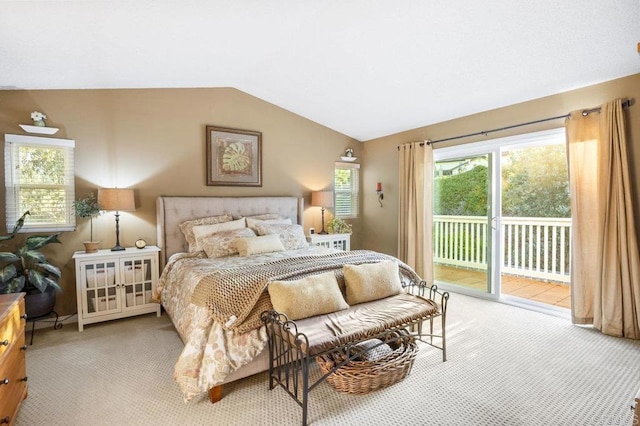 1772 Treseder Cir, El Cajon, CA 92019 - bedroom featuring light colored carpet, vaulted ceiling, and access to outside