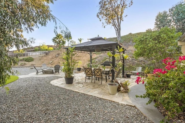 1772 Treseder Cir, El Cajon, CA 92019 - view of patio / terrace featuring an outdoor fire pit and a gazebo