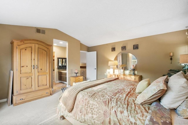 1772 Treseder Cir, El Cajon, CA 92019 - bedroom with light carpet, lofted ceiling, and connected bathroom