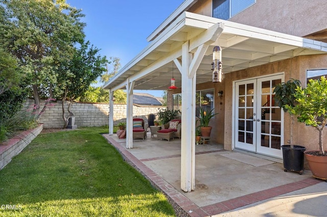 28802 Raintree Ln, Saugus, CA 91390 - view of yard featuring french doors and a patio
