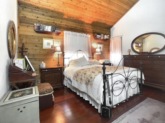 4822 Belvedere Dr, Julian, CA 92036 - bedroom featuring lofted ceiling, wood walls, wood finished floors, and wood ceiling