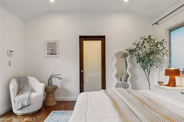 2531 N Commonwealth Ave, Los Angeles, CA 90027 - bedroom with vaulted ceiling, wood finished floors, and recessed lighting