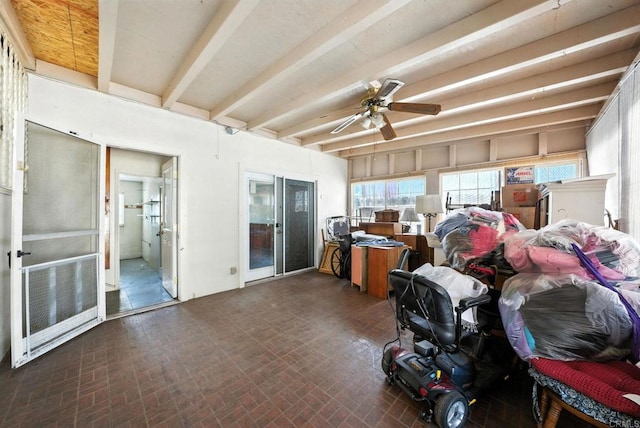1465 S 43rd St, San Diego, CA 92113 - sunroom / solarium featuring a ceiling fan and beamed ceiling