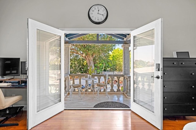 4624 Katherine Place, La Mesa, CA 91942 - doorway featuring hardwood / wood-style flooring and french doors