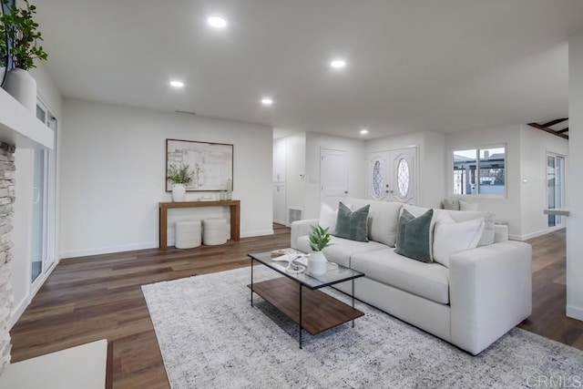6947 Wallsey Dr, San Diego, CA 92119 - living area with recessed lighting and wood finished floors