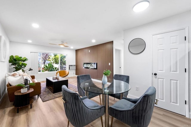 6735 Amherst St, San Diego, CA 92115 - dining area with light wood-type flooring, recessed lighting, and a ceiling fan