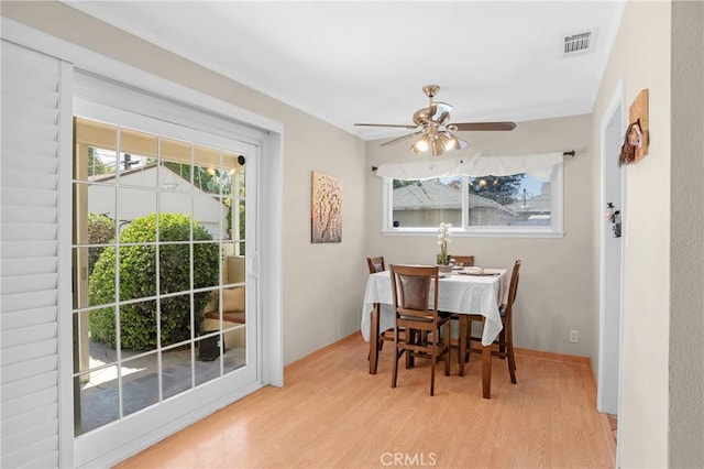 16918 Baltar St, Van Nuys, CA 91406 - dining area with wood finished floors and a ceiling fan
