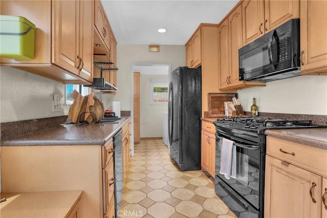16918 Baltar St, Van Nuys, CA 91406 - kitchen with black appliances, dark countertops, and recessed lighting