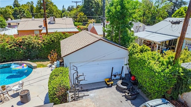 16918 Baltar St, Van Nuys, CA 91406 - aerial view of property and surrounding area with a pool