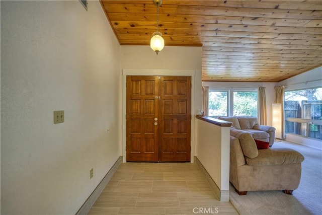 92 Mariposa Dr, San Luis Obispo, CA 93401 - foyer entrance with wooden ceiling and lofted ceiling