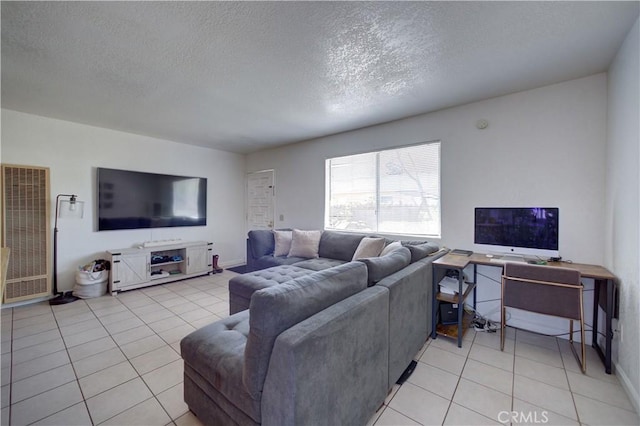 2120 Ocean St, Oceano, CA 93445 - living area featuring a heating unit, light tile patterned flooring, and a textured ceiling
