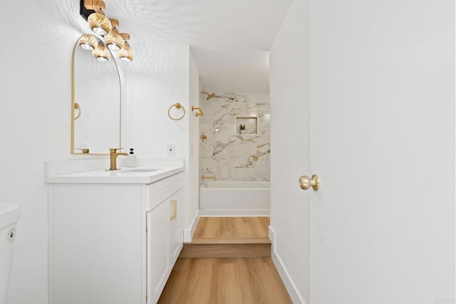2858 Lehigh Ct, Oceanside, CA 92056 - bathroom with vanity, wood finished floors, and  shower combination