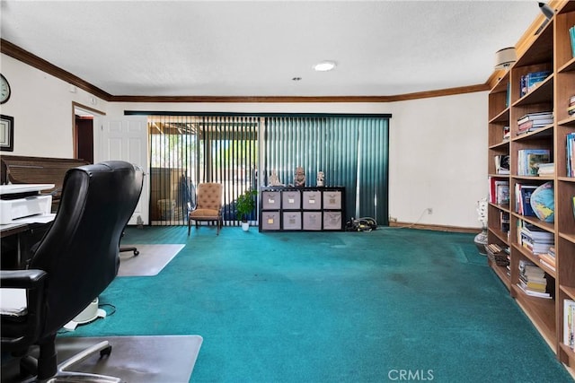 19955 Chickasaw Rd, Apple Valley, CA 92307 - office area with ornamental molding and carpet flooring