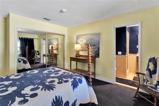 19955 Chickasaw Rd, Apple Valley, CA 92307 - bedroom featuring carpet flooring, a closet, and ensuite bath