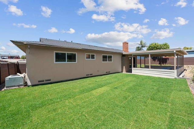 1654 Yale St, Chula Vista, CA 91913 - back of house featuring a chimney, a sunroom, and crawl space